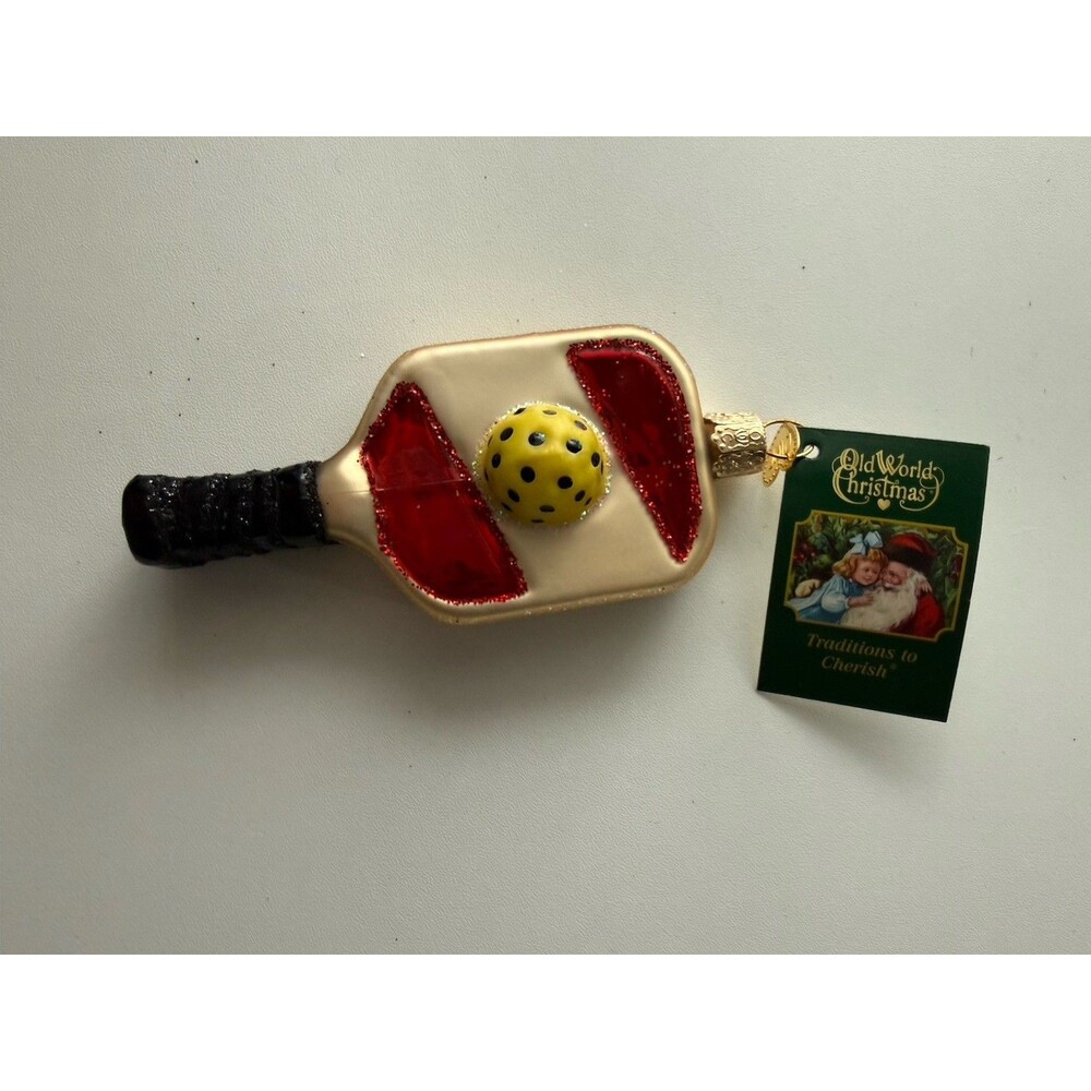 Old World Christmas Pickleball Paddle Glass Ornament 44158